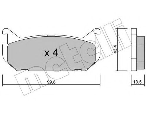 Комплект тормозных колодок, дисковый тормоз METELLI 22-0303-0