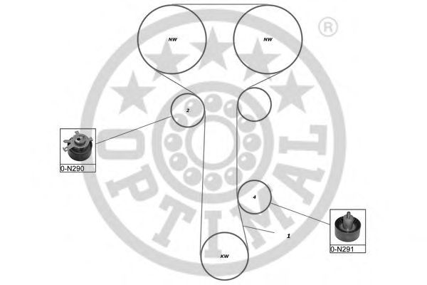 Комплект ремня ГРМ OPTIMAL R1410