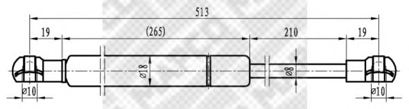 Газовая пружина, крышка багажник MAPCO 91105