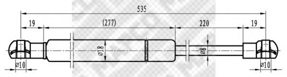 Газовая пружина, крышка багажник MAPCO 91106