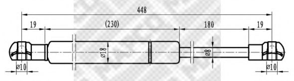 Газовая пружина, крышка багажник MAPCO 91304