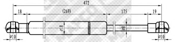 Газовая пружина, крышка багажник MAPCO 91528