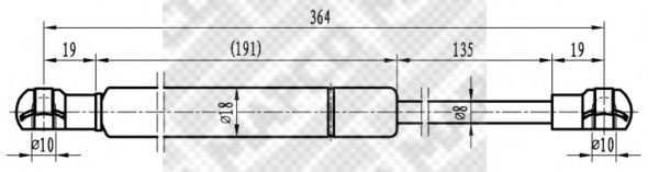 Газовая пружина, крышка багажник MAPCO 91907