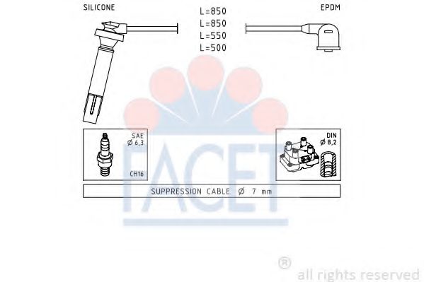 Комплект проводов зажигания FACET 4.7106