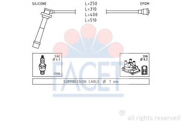Комплект проводов зажигания FACET 4.9434