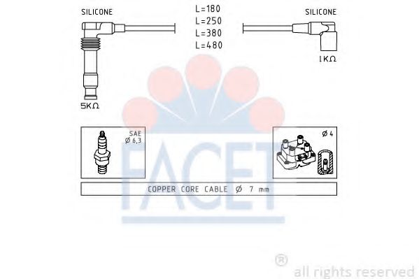 Комплект проводов зажигания FACET 4.9677