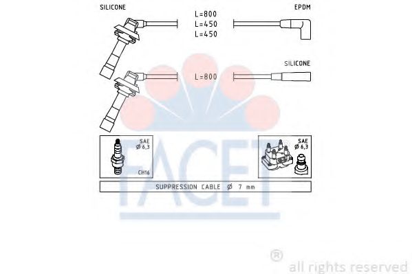 Комплект проводов зажигания FACET 4.9887