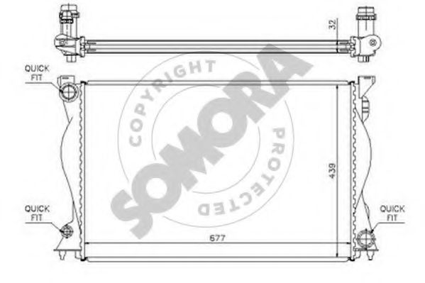 Радиатор, охлаждение двигателя SOMORA 021040B