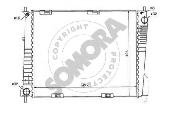 Радиатор, охлаждение двигателя SOMORA 241140A