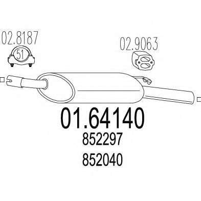 Глушитель выхлопных газов конечный TIMAX 210243