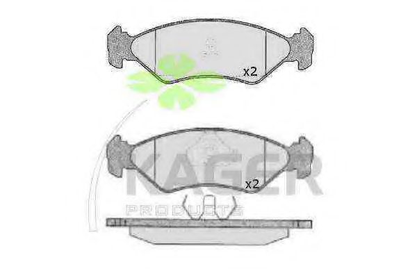 Комплект тормозных колодок, дисковый тормоз KAGER 350136