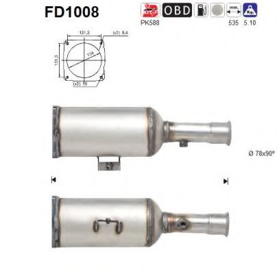 Сажевый / частичный фильтр, система выхлопа ОГ AS FD1008