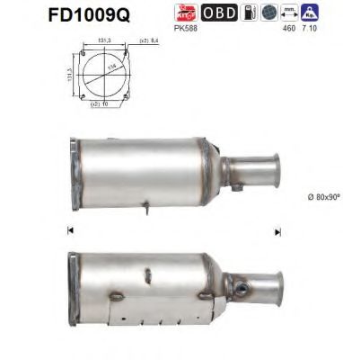 Сажевый / частичный фильтр, система выхлопа ОГ AS FD1009Q