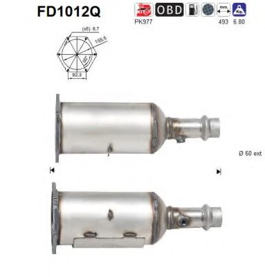Сажевый / частичный фильтр, система выхлопа ОГ AS FD1012Q