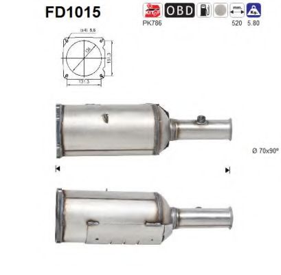 Сажевый / частичный фильтр, система выхлопа ОГ AS FD1015