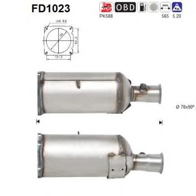 Сажевый / частичный фильтр, система выхлопа ОГ AS FD1023