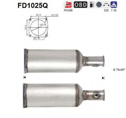 Сажевый / частичный фильтр, система выхлопа ОГ AS FD1025Q