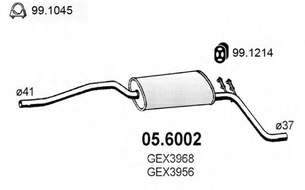 Средний глушитель выхлопных газов ASSO 05.6002