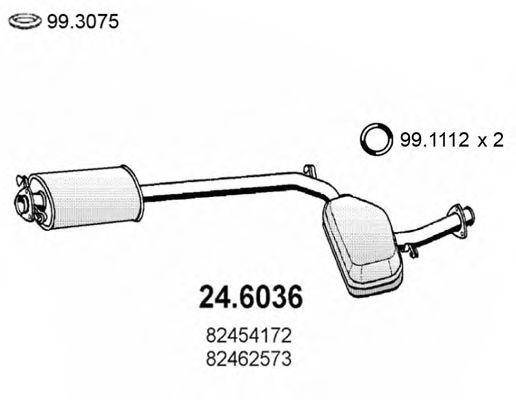 Средний глушитель выхлопных газов ASSO 24.6036