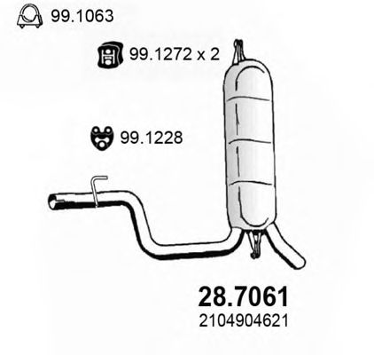 Глушитель выхлопных газов конечный ASSO 28.7061
