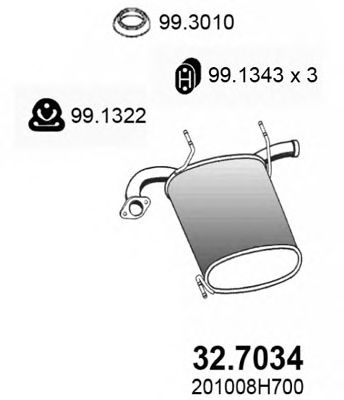 Глушитель выхлопных газов конечный ASSO 32.7034