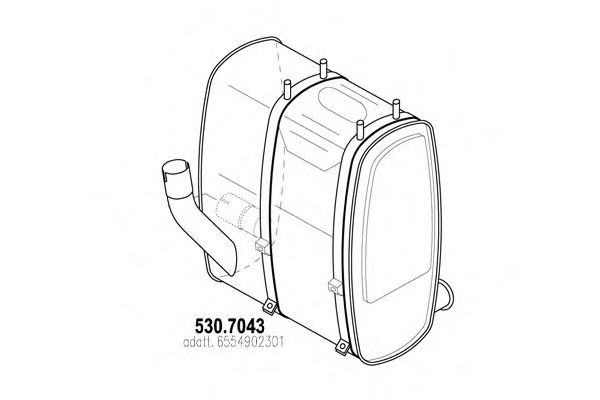 Средний / конечный глушитель ОГ ASSO 530.7043