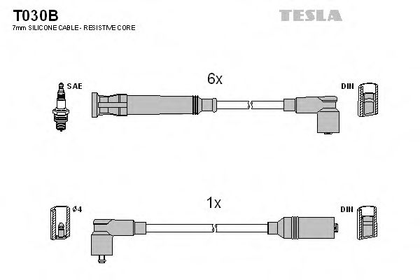 Комплект проводов зажигания TESLA T030B