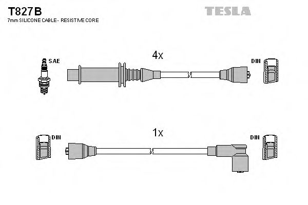 Комплект проводов зажигания TESLA T827B