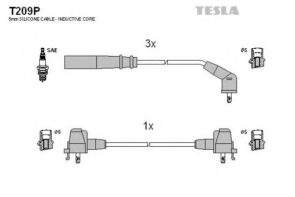 Комплект проводов зажигания TESLA T209P