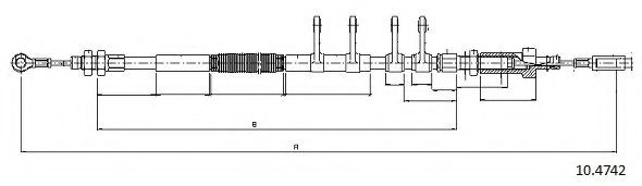 Трос, стояночная тормозная система CABOR 10.4742