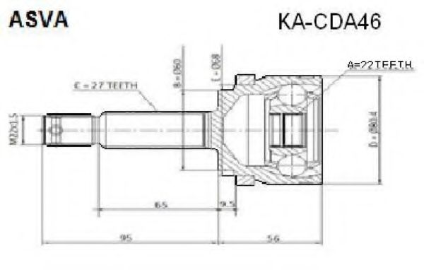 Шарнирный комплект, приводной вал ASVA KA-CDA46