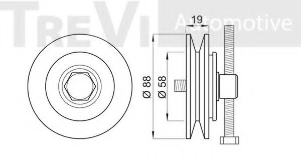 Натяжной ролик, поликлиновой  ремень TREVI AUTOMOTIVE TA1971