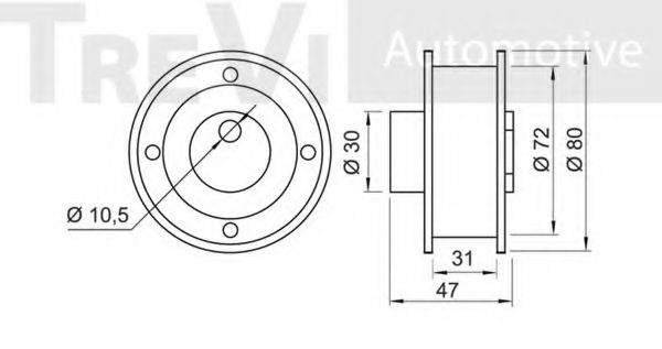 Натяжной ролик, ремень ГРМ TREVI AUTOMOTIVE T1488