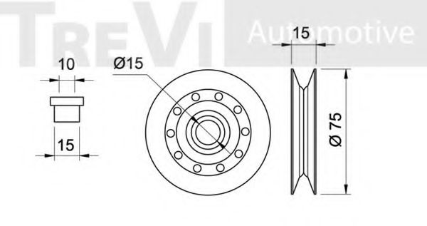 Паразитный / ведущий ролик, поликлиновой ремень TREVI AUTOMOTIVE T1984