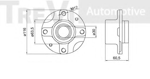 Комплект подшипника ступицы колеса TREVI AUTOMOTIVE WB1283
