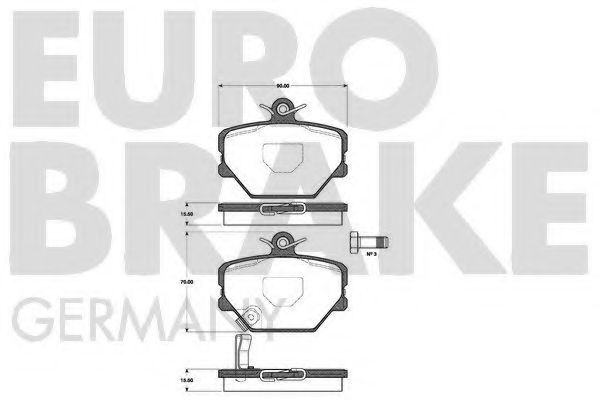 Комплект тормозных колодок, дисковый тормоз EUROBRAKE 5502223344