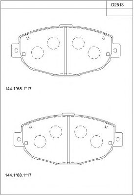 Комплект тормозных колодок, дисковый тормоз ASIMCO KD2513