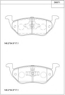 Комплект тормозных колодок, дисковый тормоз ASIMCO KD6571