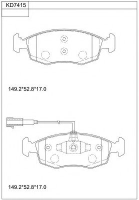 Комплект тормозных колодок, дисковый тормоз ASIMCO KD7415