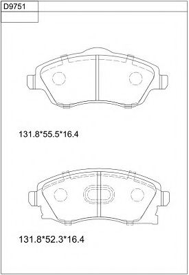 Комплект тормозных колодок, дисковый тормоз ASIMCO KD9751