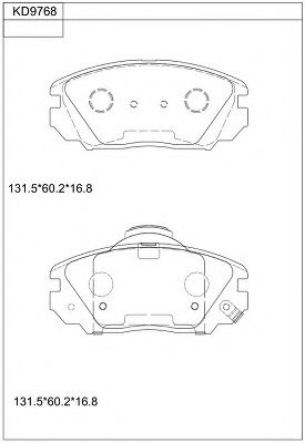 Комплект тормозных колодок, дисковый тормоз ASIMCO KD9768