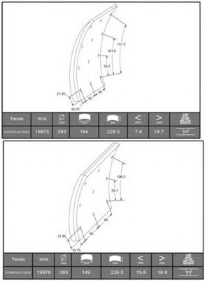Комплект тормозных башмаков, барабанные тормоза FERODO K19975.0-F3554
