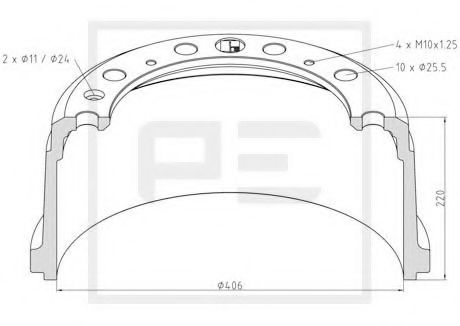 Тормозной барабан PE Automotive 336.002-00A