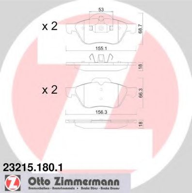 Комплект тормозных колодок, дисковый тормоз ZIMMERMANN 23215.180.1