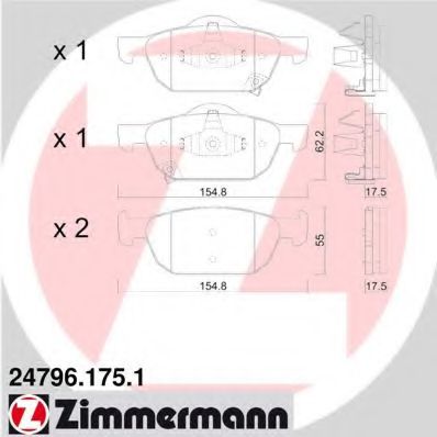 Комплект тормозных колодок, дисковый тормоз ZIMMERMANN 24796.175.1