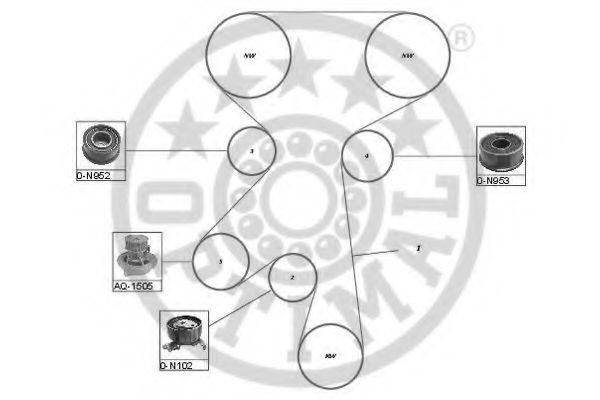 Водяной насос + комплект зубчатого ремня OPTIMAL R1250