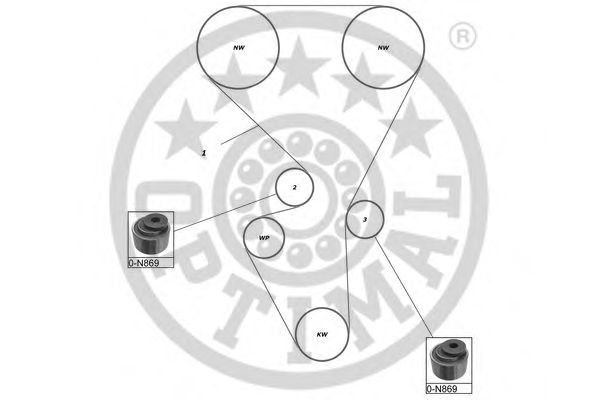 Комплект ремня ГРМ OPTIMAL R1120