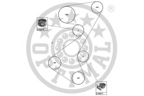 Комплект ремня ГРМ OPTIMAL R1122