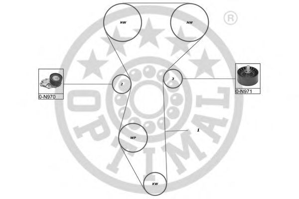 Комплект ремня ГРМ OPTIMAL R1319