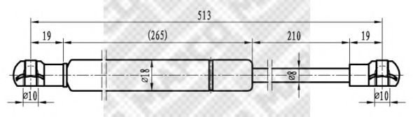 Газовая пружина, крышка багажник MAPCO 91104